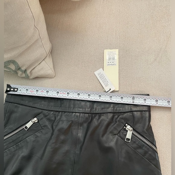 NWT Topshop Black Genuine Leather Skirt Sz 4 - Picture 6 of 15